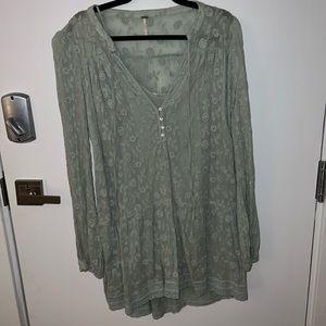 Free People Light Green Flower Dress